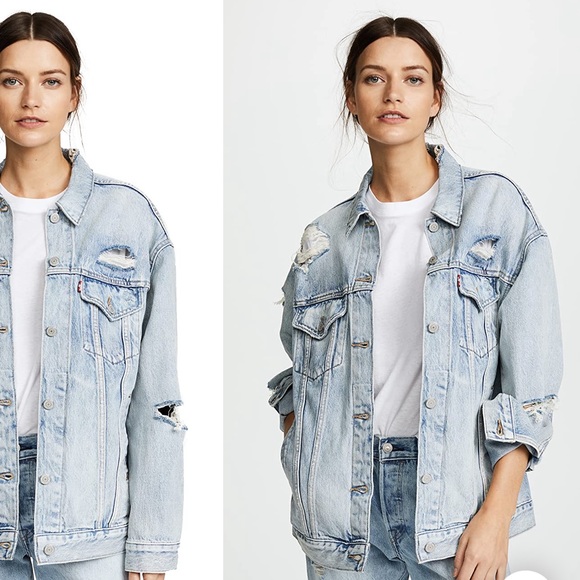 Levi’s Distressed Denim Oversized Jacket | Large - Picture 9 of 16